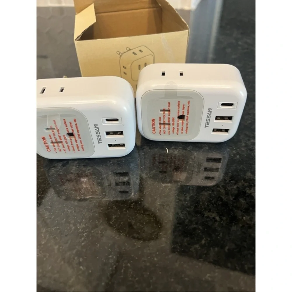 2 Pack European Travel Plug Adapter USB C, TESSAN US to Europe Plug Adapters